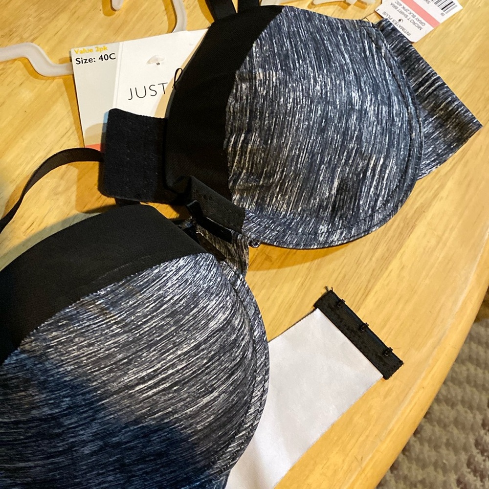 2 toned black / white with black trimmed underwire bra